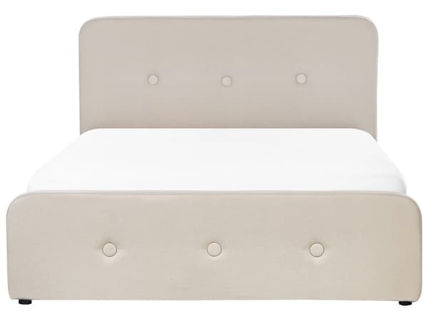 Spaltegulv Sengeramme Beige Polyester Stoff Polstret Treben Ottoman Oppbevaring 140 x 200 cm Moderne Design
