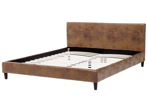 Dobbeltseng Brun Stoff 180 x 200 cm Lamellramme Moderne Minimalistisk Klassisk