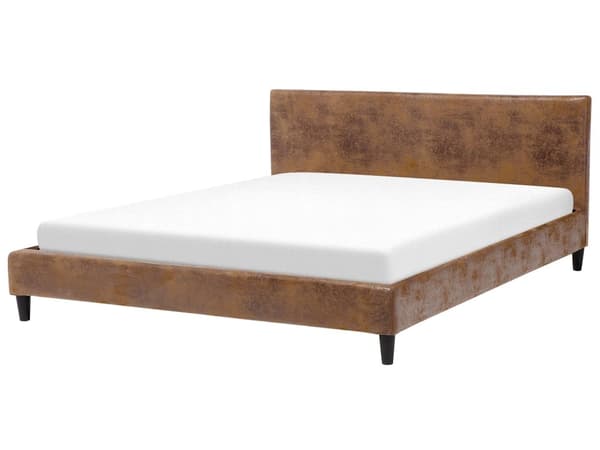 Dobbeltseng Brun Stoff 180 x 200 cm Lamellramme Moderne Minimalistisk Klassisk