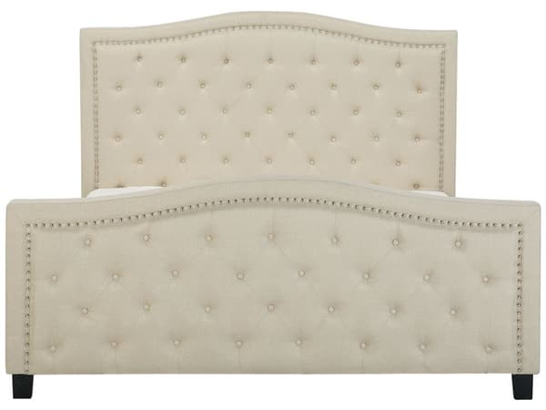 Lamellseng Ramme Beige Polyester Polstret Tuftet Nakkestøtte 180 x 200 cm Glamour Design