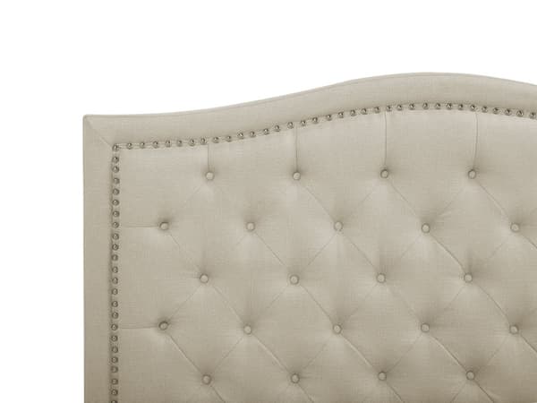 Lamellseng Ramme Beige Polyester Polstret Tuftet Nakkestøtte 180 x 200 cm Glamour Design