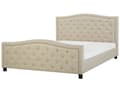 Miniatyrbilde 1 av 11: Lamellseng Ramme Beige Polyester Polstret Tuftet Nakkestøtte 180 x 200 cm Glamour Design