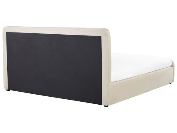 Seng Lys tre Beige Polyester 180 x 200 cm Dobbeltseng med oppbevaring Kvalitetssengegavl Knappet Moderne minimalistisk sengeramme