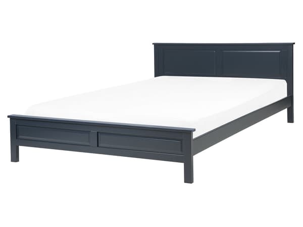 Mørkeblå trerammeseng 160 x 200 cm høy sengegavl Moderne design