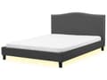 Miniatyrbilde 1 av 11: Dobbeltseng Grå Polyester 180 x 200 cm Polstret sengeramme med sengegavl LED lys Glamour Knappemønster Soveromsinnredning