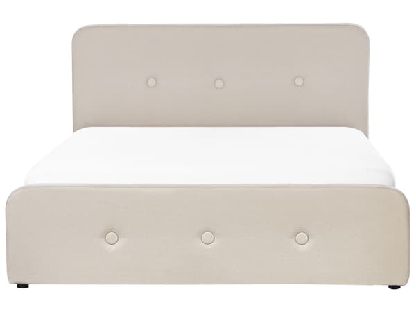 Spaltede Sengeramme Beige Polyester Stoff Polstret Treben Ottoman Oppbevaring 160 x 200 cm Moderne Design