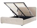 Miniatyrbilde 1 av 11: Spaltede Sengeramme Beige Polyester Stoff Polstret Treben Ottoman Oppbevaring 160 x 200 cm Moderne Design