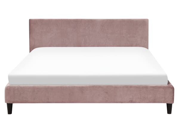Dobbeltseng Rosa Fløyel 160 x 200 cm Lamellramme Moderne Minimalistisk Klassisk