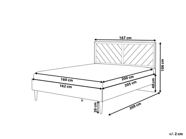 Seng med ramme i mørkt tre 160 x 200 cm høy sengegavl i rustikk rammedesign