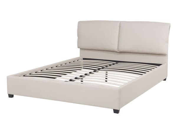 Seng Beige Polstret 140 x 200 cm Ramme og sengegavl Minimalistisk design Moderne Soverom