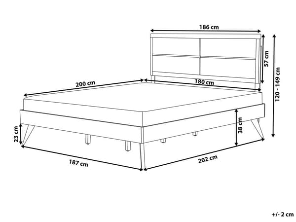 Seng Mørk 180 x 200 cm MDF Ramme med polstret nakkestøtte Lamellbunn