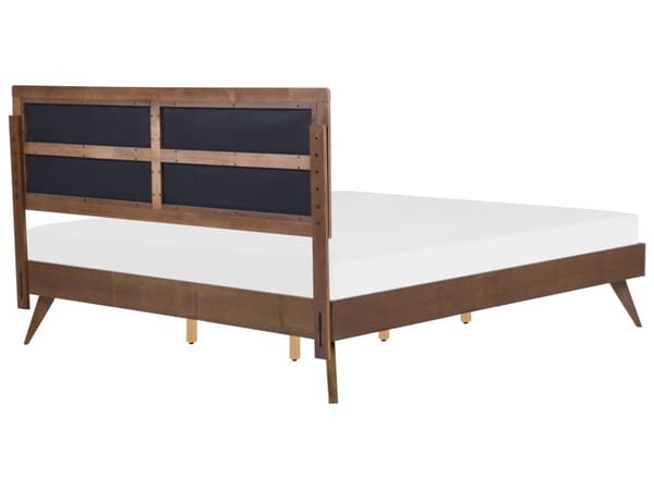 Seng Mørk 180 x 200 cm MDF Ramme med polstret nakkestøtte Lamellbunn