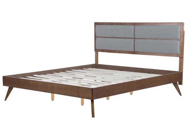 Seng Mørk 180 x 200 cm MDF Ramme med polstret nakkestøtte Lamellbunn