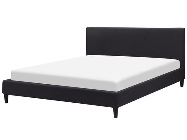 Dobbeltseng Svart Stoff LED 160 x 200 cm Lamellramme Moderne Minimalistisk Klassisk