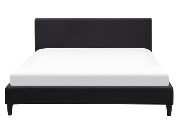 Dobbeltseng Svart Stoff LED 160 x 200 cm Lamellramme Moderne Minimalistisk Klassisk