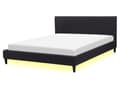 Miniatyrbilde 1 av 11: Dobbeltseng Svart Stoff LED 160 x 200 cm Lamellramme Moderne Minimalistisk Klassisk