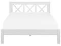 Miniatyrbilde 4 av 10: Hvit Seng med Treramme Dekorativ Sengegavl 180 x 200 cm Rustikk Design