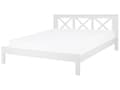 Miniatyrbilde 1 av 10: Hvit Seng med Treramme Dekorativ Sengegavl 180 x 200 cm Rustikk Design