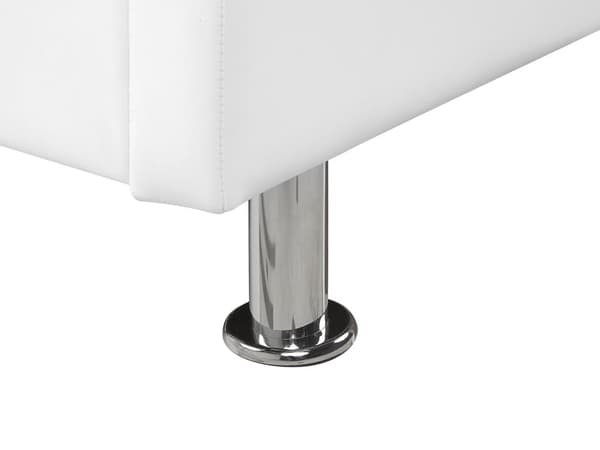 Seng Hvit Imitert skinn 180 x 200 cm Dekorative knapper og spikerhoder Sengegavl Glamorøs stil Dobbeltseng Sengeramme Soverom