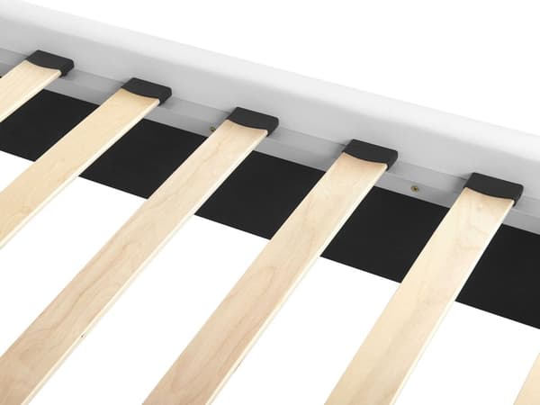 Seng Hvit Imitert skinn 180 x 200 cm Dekorative knapper og spikerhoder Sengegavl Glamorøs stil Dobbeltseng Sengeramme Soverom