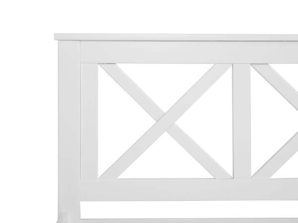 Hvit Seng med Treramme Dekorativ Sengegavl 160 x 200 cm Rustikk Design