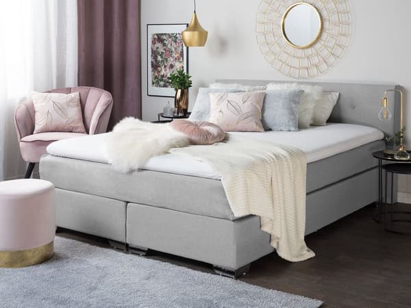 Komfortabel Grå Elegant Dobbeltseng med Fjær 180 x 200 cm Minimalistisk Fløyel Skandinavisk Soverom