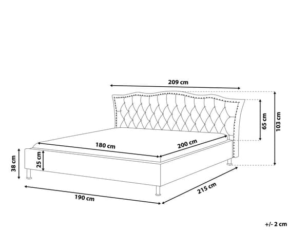 Seng Mørkegrå Imitert skinn 180 x 200 cm Dekorative knapper og spikerhoder Sengegavl Glamorøs stil Dobbeltseng Sengeramme Soverom