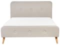 Miniatyrbilde 4 av 10: Seng Lyse treben Beige polyesterstoff 140 x 200 cm Trekvartseng Halvannenmanns sengegavl Knappet Moderne Minimalistisk sengeramme