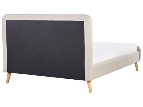 Seng Lyse treben Beige polyesterstoff 140 x 200 cm Trekvartseng Halvannenmanns sengegavl Knappet Moderne Minimalistisk sengeramme