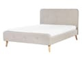Miniatyrbilde 1 av 10: Seng Lyse treben Beige polyesterstoff 140 x 200 cm Trekvartseng Halvannenmanns sengegavl Knappet Moderne Minimalistisk sengeramme