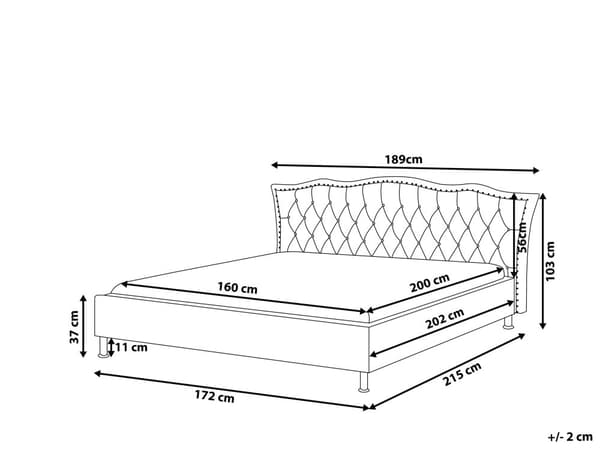Seng Hvit Imitert skinn 160 x 200 cm Dekorative knapper og spikerhoder Sengegavl Glamorøs stil Dobbeltseng Sengeramme Soverom
