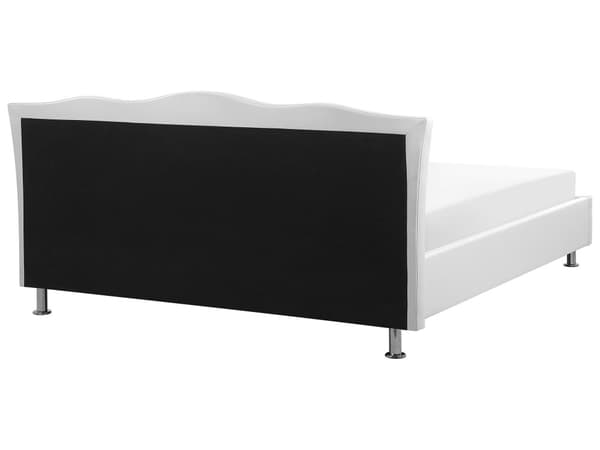 Seng Hvit Imitert skinn 160 x 200 cm Dekorative knapper og spikerhoder Sengegavl Glamorøs stil Dobbeltseng Sengeramme Soverom