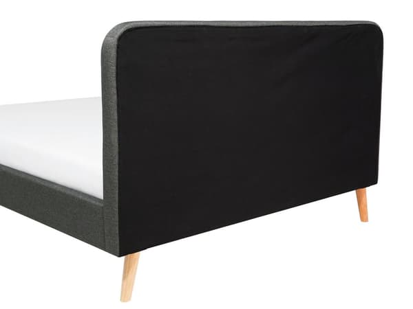 Seng Lyse treben Mørkegrått polyesterstoff 160 x 200 cm Dobbeltseng Kvalitetssengegavl Knappet Moderne minimalistisk sengeramme