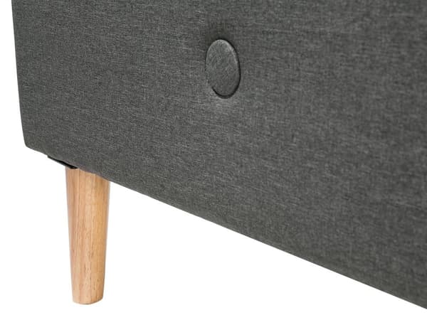 Seng Lyse treben Mørkegrått polyesterstoff 160 x 200 cm Dobbeltseng Kvalitetssengegavl Knappet Moderne minimalistisk sengeramme