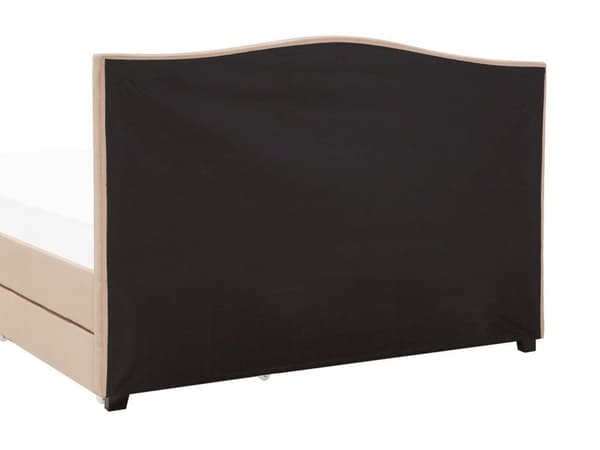 Dobbeltseng Beige Polyester 180 x 200 cm Polstret sengeramme med oppbevaring med skuffer på hjul Sengegavl Glamourknappmønster Soveromsinnredning