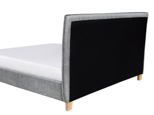 Grå, polstret dobbeltseng 160 x 200 cm med ramme og sengegavl i skandinavisk stil