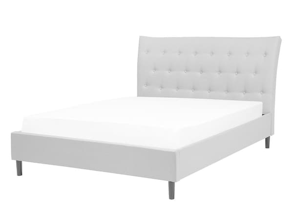 Sengeramme med spalter Grå Polyesterstoff Polstret Treben Tuftet Hodegjerde 140 x 200 cm Moderne design