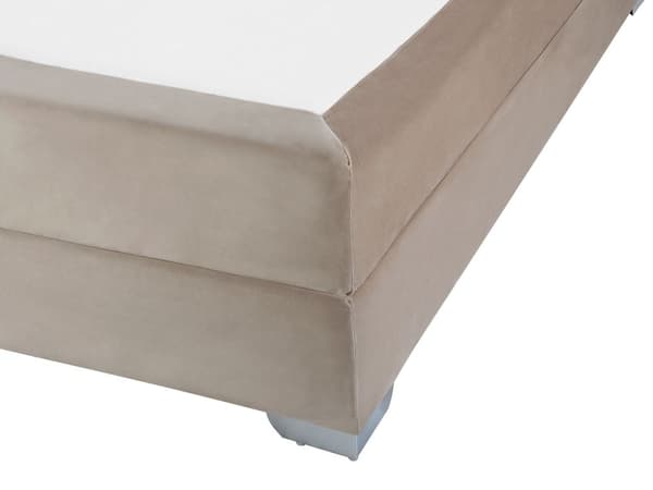 Fjærseng Beige Fløyel 160 x 200 cm Glamorøs