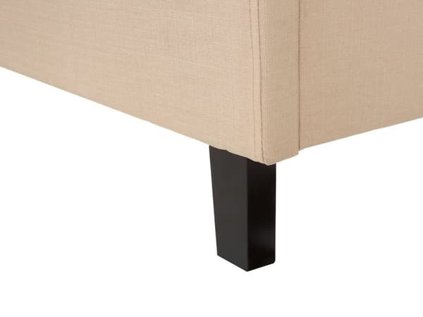 Dobbeltseng Beige Polyester 160 x 200 cm Polstret sengeramme med Camel Back-sengegavl i Glamour Nailhead Knappemønster Soverom Inspirasjon