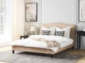 Miniatyrbilde 2 av 10: Dobbeltseng Beige Polyester 160 x 200 cm Polstret sengeramme med Camel Back-sengegavl i Glamour Nailhead Knappemønster Soverom Inspirasjon