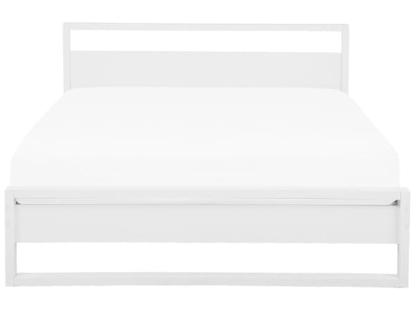 Sengeramme Hvit Furu 180 x 200 cm Lamellbunn Sengegavl Minimalistisk stil Dobbeltseng Soverom