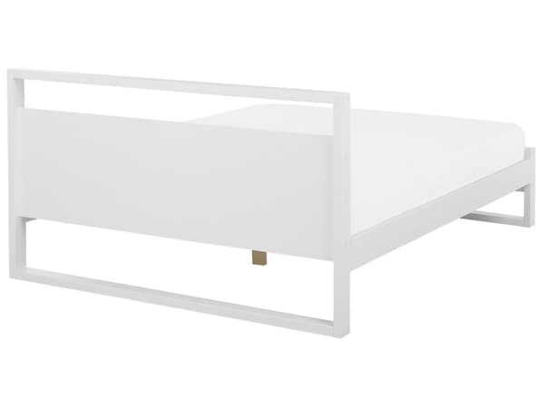 Sengeramme Hvit Furu 180 x 200 cm Lamellbunn Sengegavl Minimalistisk stil Dobbeltseng Soverom