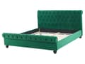 Miniatyrbilde 5 av 10: Seng Grønn Fløyel 160 x 200 cm Svarte treben Hodegavl Chesterfield Klassisk design