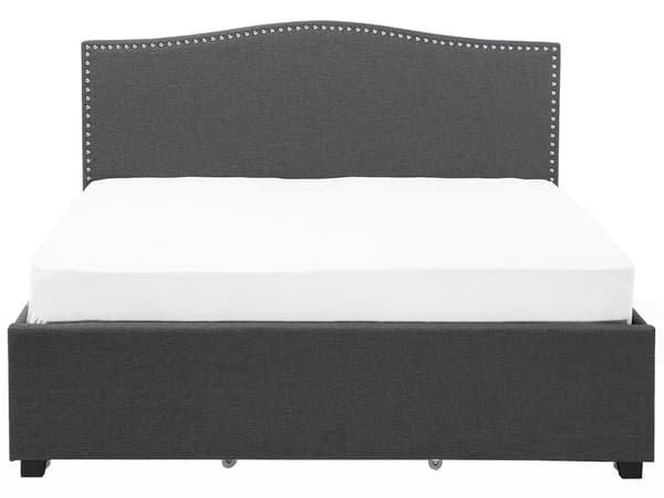Dobbeltseng Grå Polyester 180 x 200 cm Polstret sengeramme med oppbevaring med skuffer på hjul Sengegavl Glamourknappmønster Soveromsinnredning