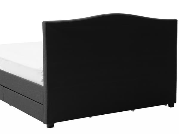Dobbeltseng Grå Polyester 180 x 200 cm Polstret sengeramme med oppbevaring med skuffer på hjul Sengegavl Glamourknappmønster Soveromsinnredning