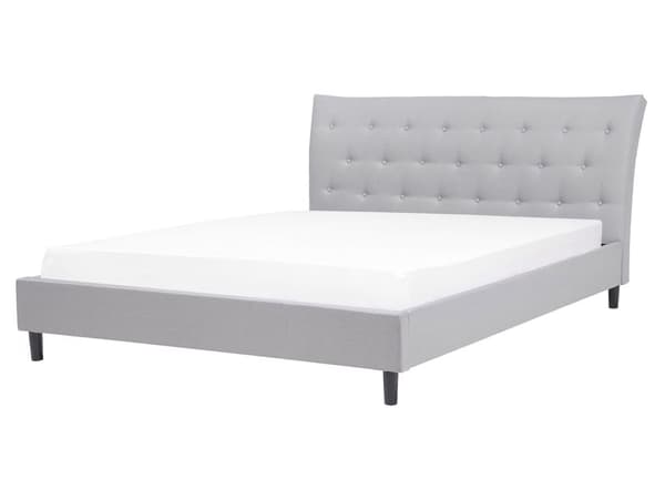 Sengeramme med spalter Grå Polyesterstoff Polstrede Treben Tuftet hodegjerde 160 x 200 cm Moderne design