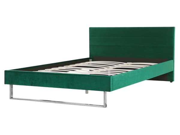 Polstret sengeramme Grønn Fløyel 160 x 200 cm Sengegavl Sølvben Glamorøs