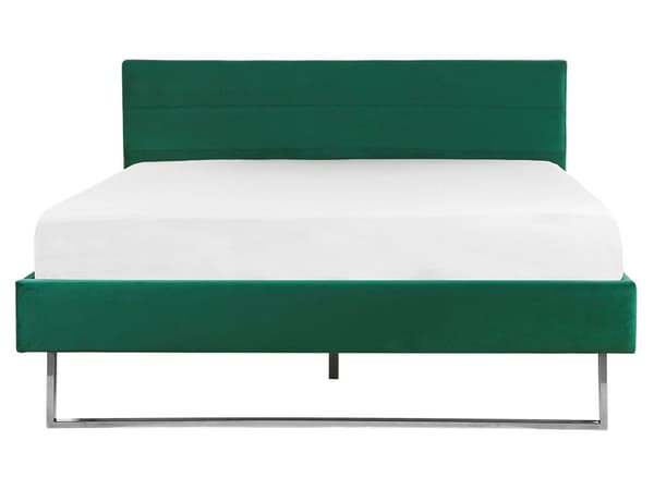 Polstret sengeramme Grønn Fløyel 160 x 200 cm Sengegavl Sølvben Glamorøs