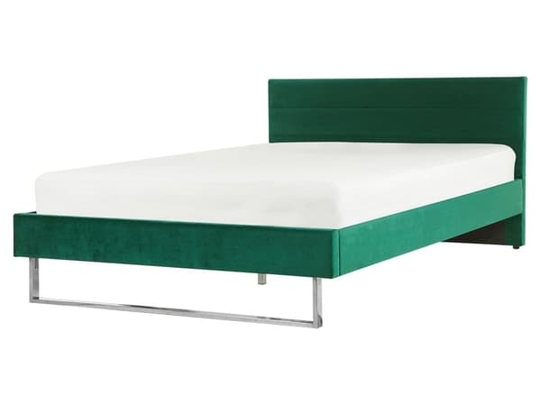 Polstret sengeramme Grønn Fløyel 160 x 200 cm Sengegavl Sølvben Glamorøs