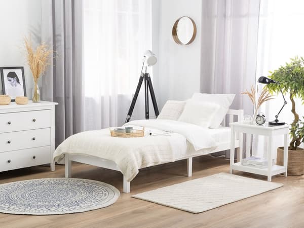 Enkeltseng Hvit Furu 90 x 200 cm Lamellramme Elegant Tradisjonell Stil
